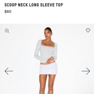 Skims Scoop Neck Long Sleeve Shirt S Heather Gray NWT